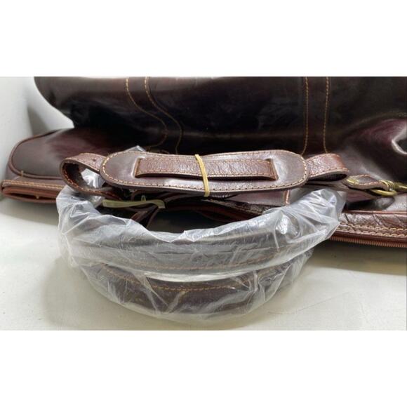 CENCIO NWT XL DUFFEL VECCHIO BROWN ITALIAN LEATHER BAG - Picture 13 of 15